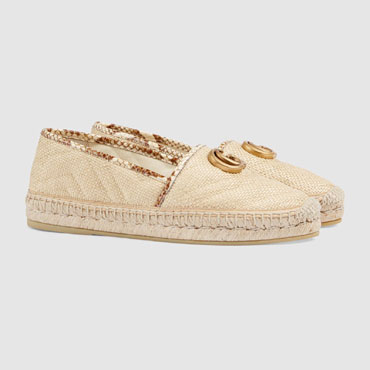 Gucci Chevron raffia espadrille with Double G 577374 GZ630 9589