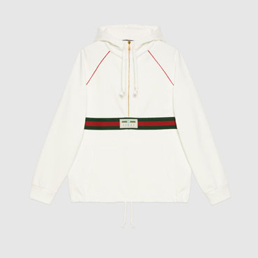 Sweatshirt With Web Gucci Label In Ivory 645320 XJDAK 9146