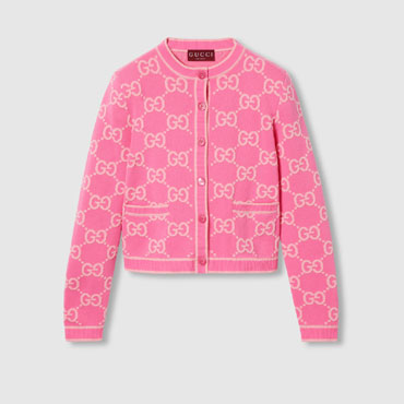 Gucci GG Cotton Jacquard Cardigan In Pink 743319 XKD28 5447