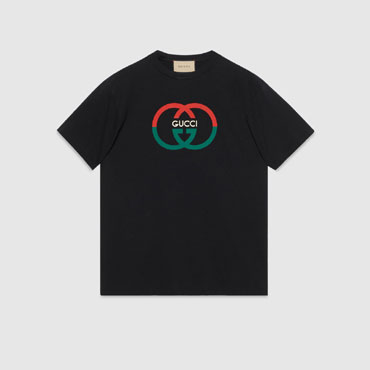 Gucci Cotton Jersey Printed T-shirt In Black 771758 XJF68 1152