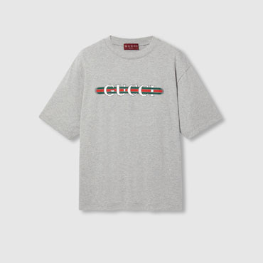 Gucci Printed Cotton Jersey T-shirt In Grey 784361 XJGM9 1230