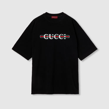 Gucci Printed Cotton Jersey T-shirt In Black 784361 XJGTE 1152