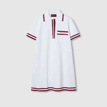 Gucci Polo Dress With Web Trim In Ivory And Red 788864 XKD26 9791