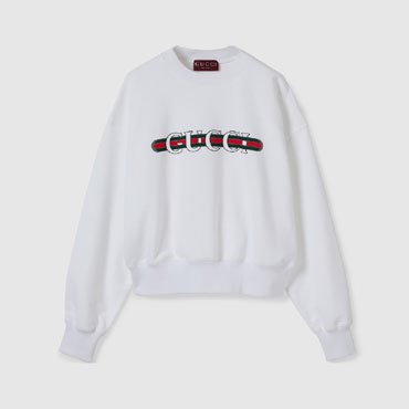 Gucci Printed Cotton Jersey Sweatshirt In White 789582 XJGLM 9074