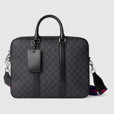 Gucci GG Supreme Briefcase With Strap In Black 792077 FADJA 1042