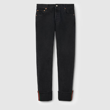 Gucci Denim Pant With Web In Dark Grey 796483 XDC29 1168