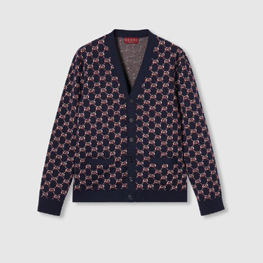 Gucci Wool Jacquard Cardigan With GG Shadow 801705 XKEAP 4116