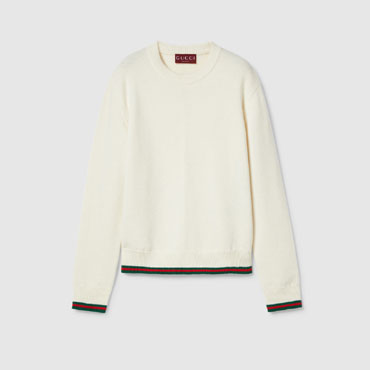 Gucci Wool And Cashmere Sweater With Web 813843 XKEI2 9257