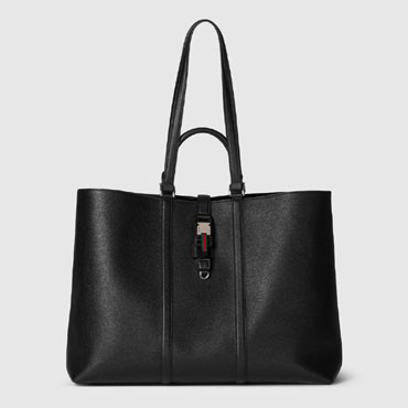 Gucci Large Tote Bag With Web In Black 816753 AAEF6 1042