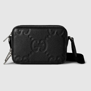 Gucci Jumbo GG Super Mini Bag In Black Leather 816958 AABY7 1000