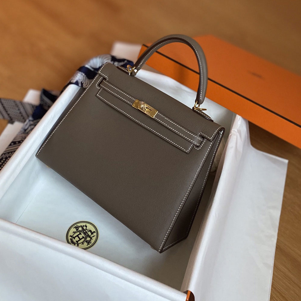 Hermes 25cm Kelly Sellier Etoupe grey Epsom H027629C018: Image 2