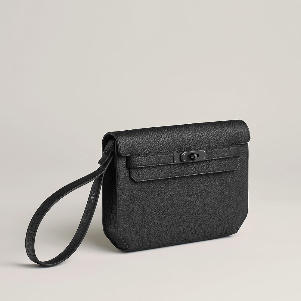 Hermes Kelly depeches 25 monochrome pouch in Black H082295CH89: Image 2