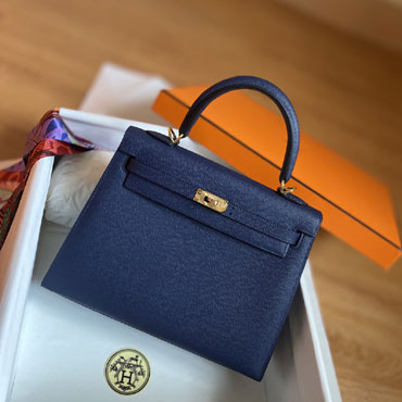 Hermes 25cm Kelly Sellier Blue Saphir CK73 Epsom H027629CK73