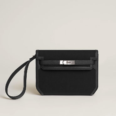 Hermes Kelly depeches 25 pouch in Black H084416CKAC