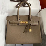 Hermes 25cm Birkin Bag in Etoupe Togo Gold Hardware