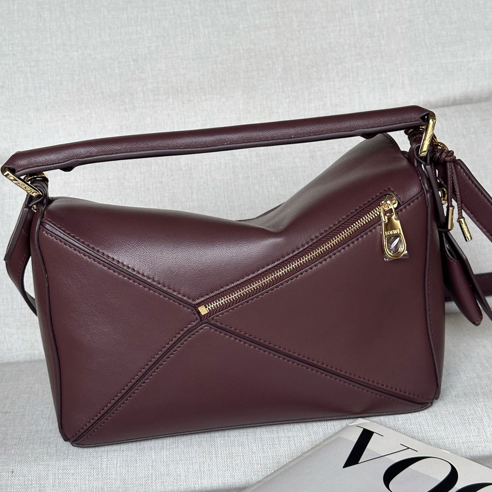 Loewe Small Featherlight Puzzle bag in Burgundy nappa A510PLSX01 7240: Image 5