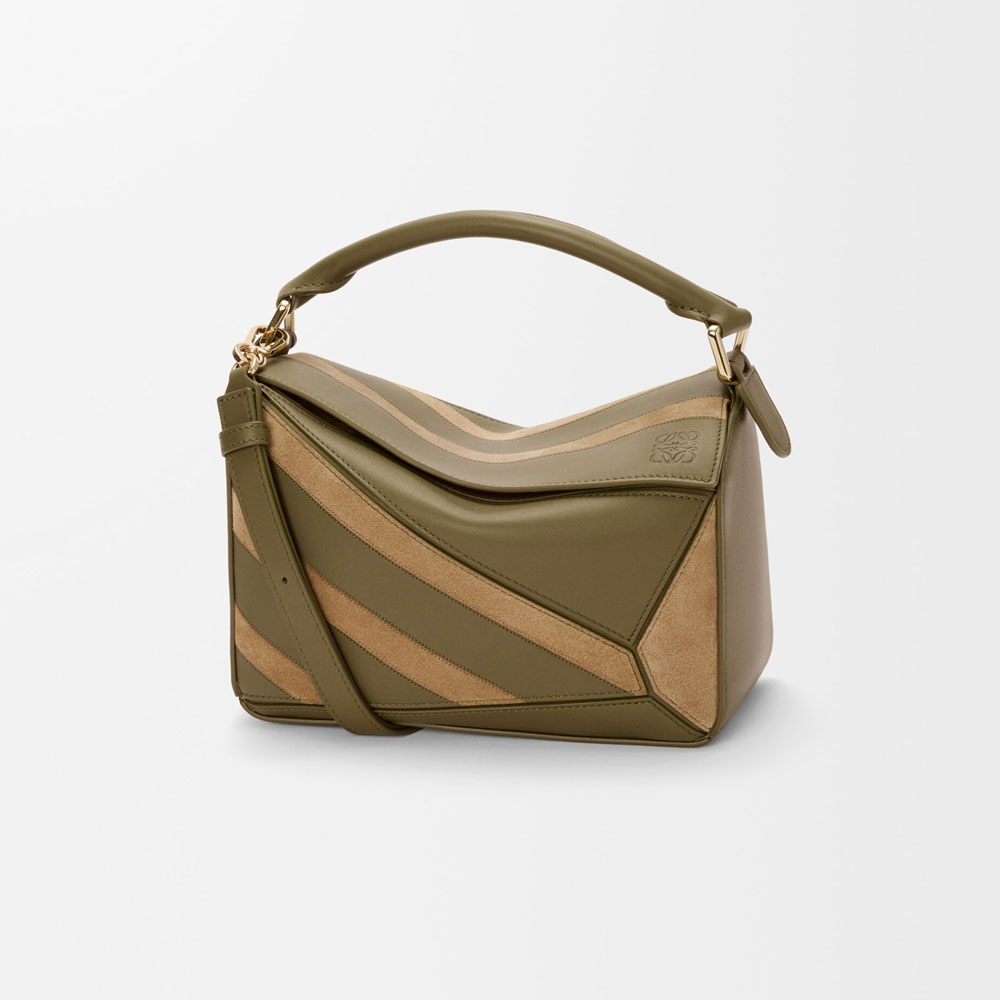 Loewe Small Puzzle bag in classic calfskin and suede Green A510S21XCE 6567: Image 1