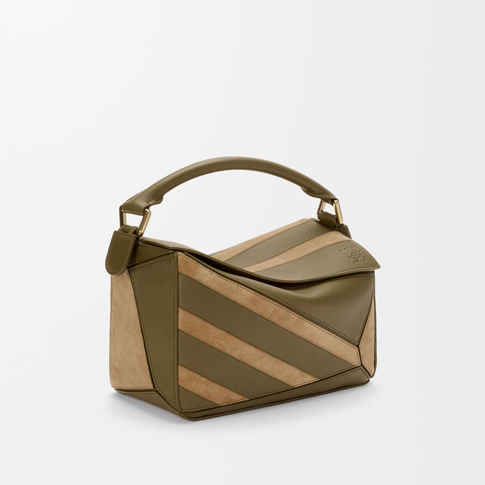 Loewe Small Puzzle bag in classic calfskin and suede Green A510S21XCE 6567: Image 2
