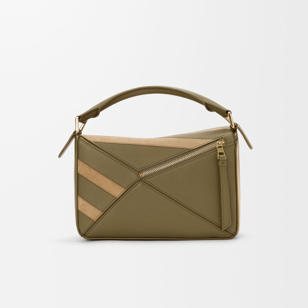 Loewe Small Puzzle bag in classic calfskin and suede Green A510S21XCE 6567: Image 4