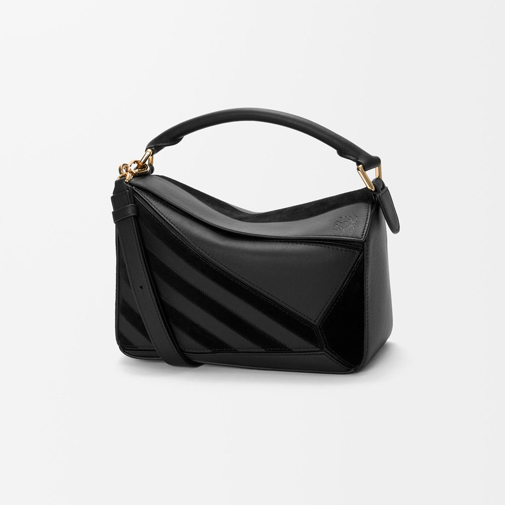 Loewe Small Puzzle bag in classic calfskin and suede Black A510S21XCF 1100: Image 1