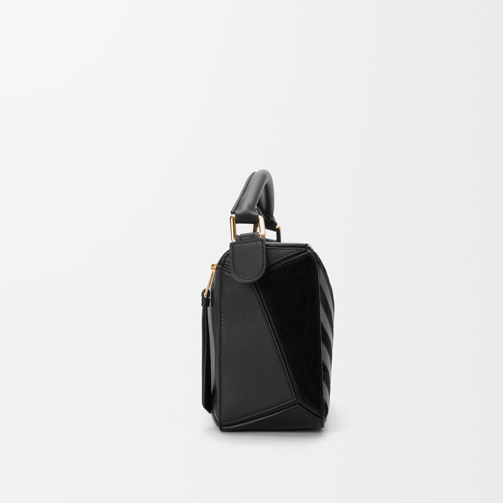 Loewe Small Puzzle bag in classic calfskin and suede Black A510S21XCF 1100: Image 3