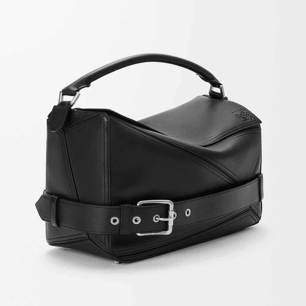 Loewe Large Puzzle Biker bag in shiny calfskin Black B510BP1X01 1100: Image 2