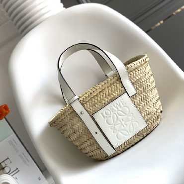 Loewe Small Basket Bag In Palm Leaf And Calfskin A223S93X04 2163