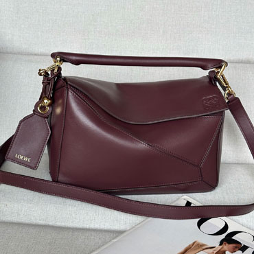 Loewe Small Featherlight Puzzle bag in Burgundy nappa A510PLSX01 7240
