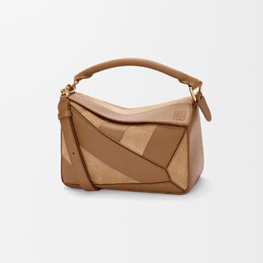 Loewe Small Puzzle bag in classic calfskin and suede Brown A510S21XBR 3980