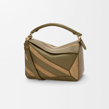 Loewe Small Puzzle bag in classic calfskin and suede Green A510S21XCE 6567