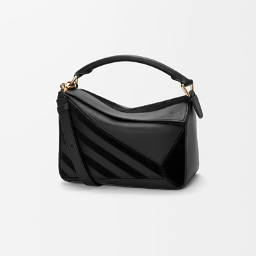 Loewe Small Puzzle bag in classic calfskin and suede Black A510S21XCF 1100