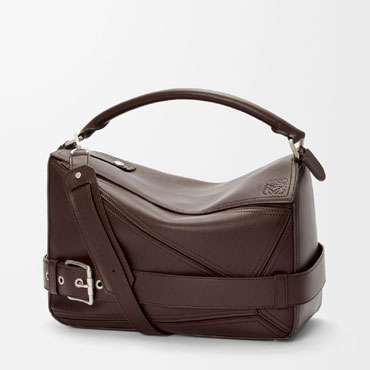 Loewe Large Puzzle Biker bag in shiny calfskin Brown B510BP1X01 0018