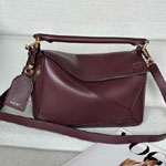 Loewe Small Featherlight Puzzle bag in Burgundy nappa A510PLSX01 7240