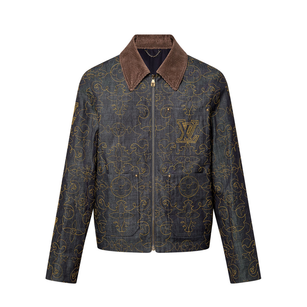 Louis Vuitton Embroidered Denim Workwear Jacket 1AFWXM: Image 1