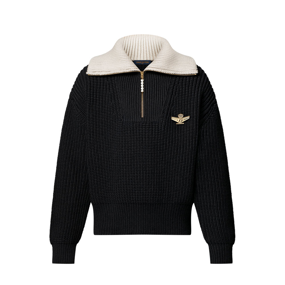 Louis Vuitton Chunky Wool-Blend Half-Zip Pullover 1AHC13: Image 1