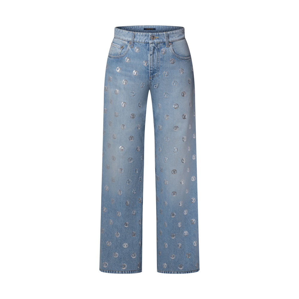 Louis Vuitton Signature Sequin Boot-Cut Jeans 1AIPP3: Image 1