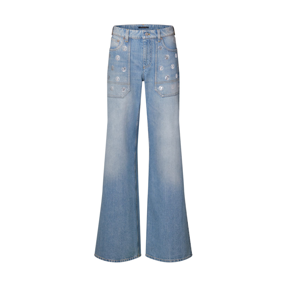 Louis Vuitton Signature Sequin Slim-Fit Jeans 1AIPPR: Image 1
