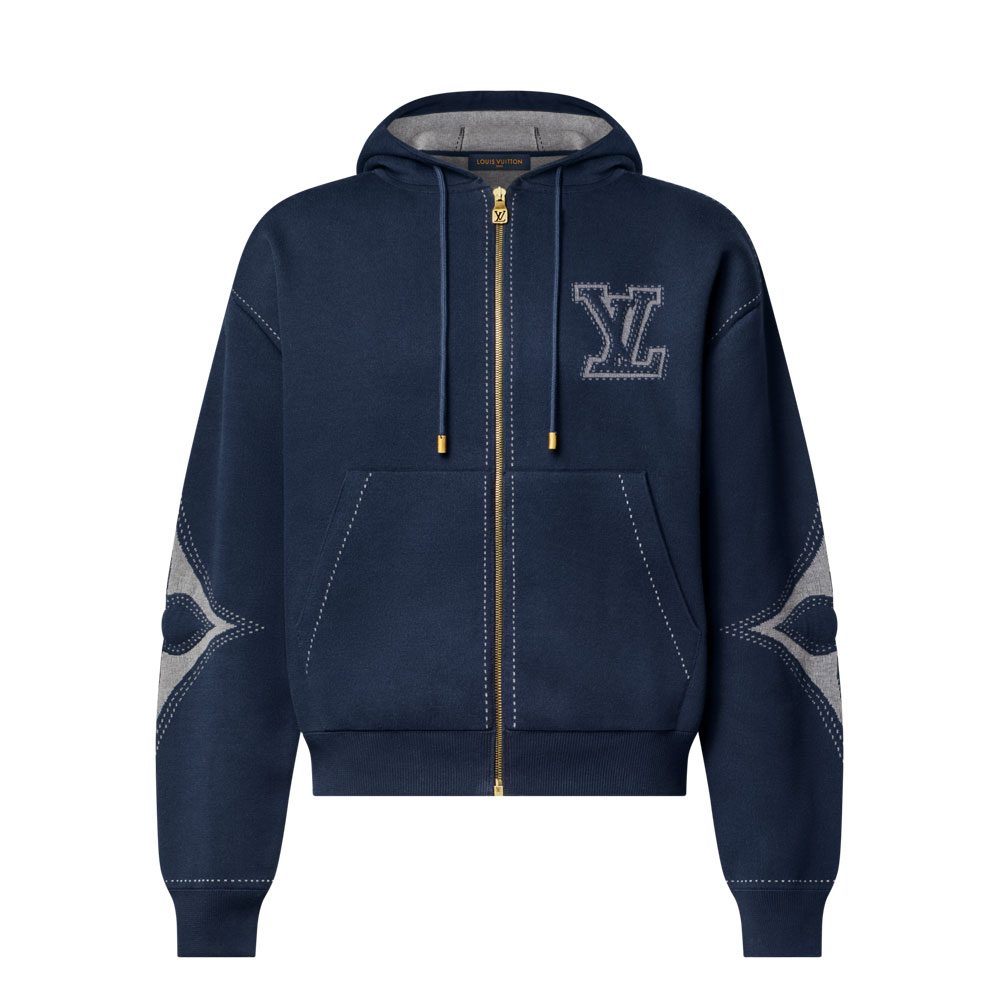Louis Vuitton Graphic Intarsia Zipped Cotton Hoodie 1AIWER: Image 1