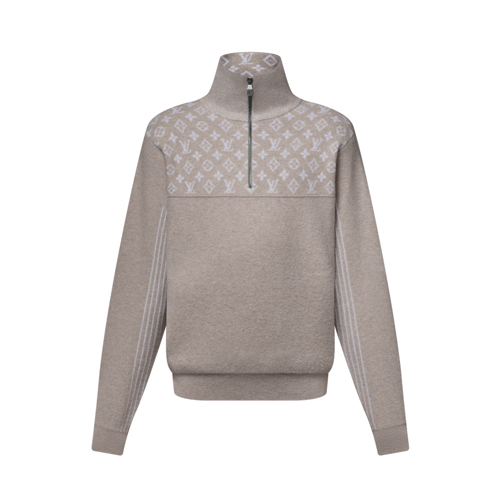 Louis Vuitton Ribbed Wool Half-Zip Pullover 1AJBWH: Image 1
