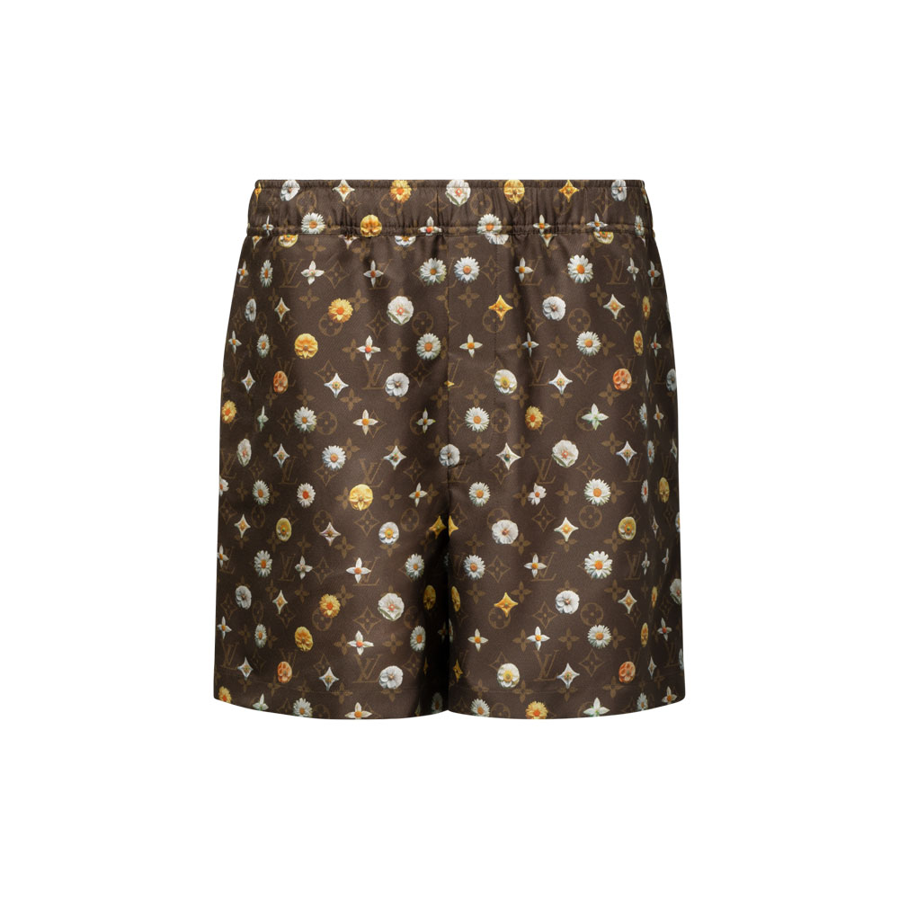 Louis Vuitton Monogram Printed Silk Shorts 1AJRIY: Image 1
