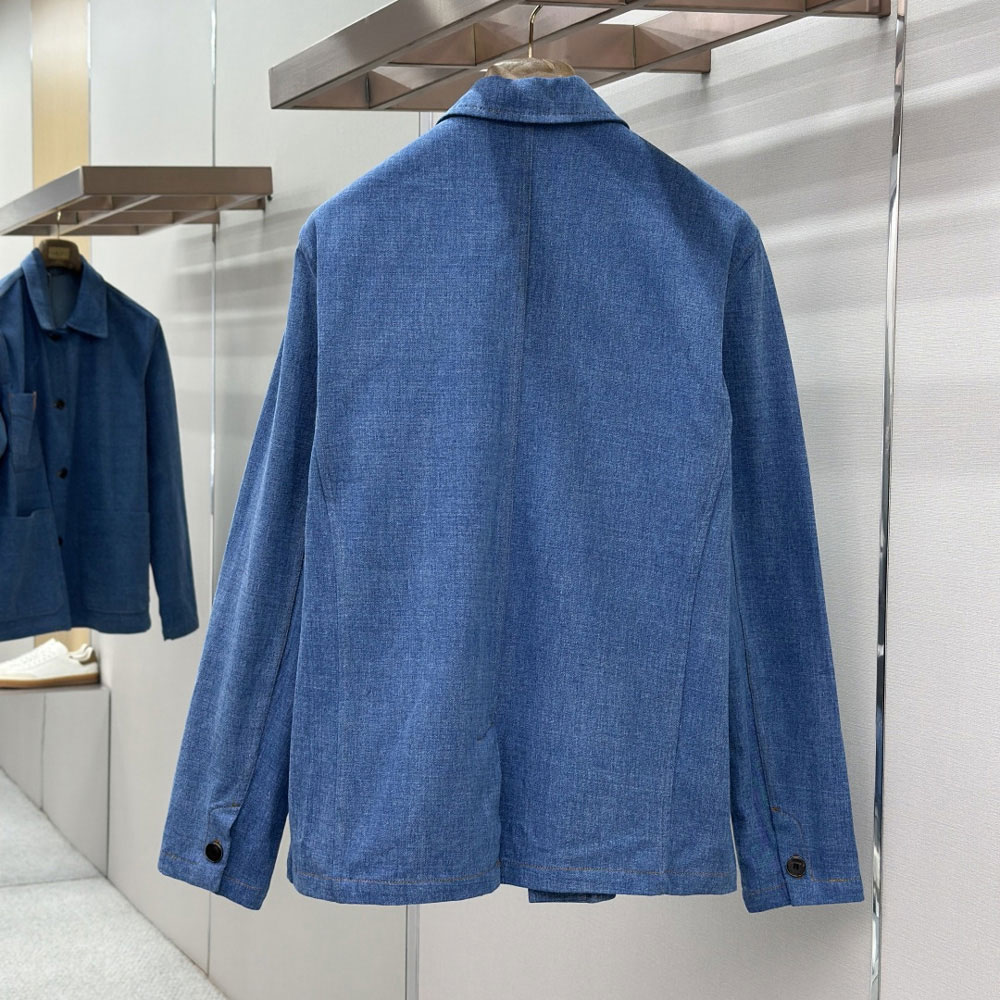 Louis Vuitton Silk-Blend Denim Workwear Jacket 1AJSIV: Image 2
