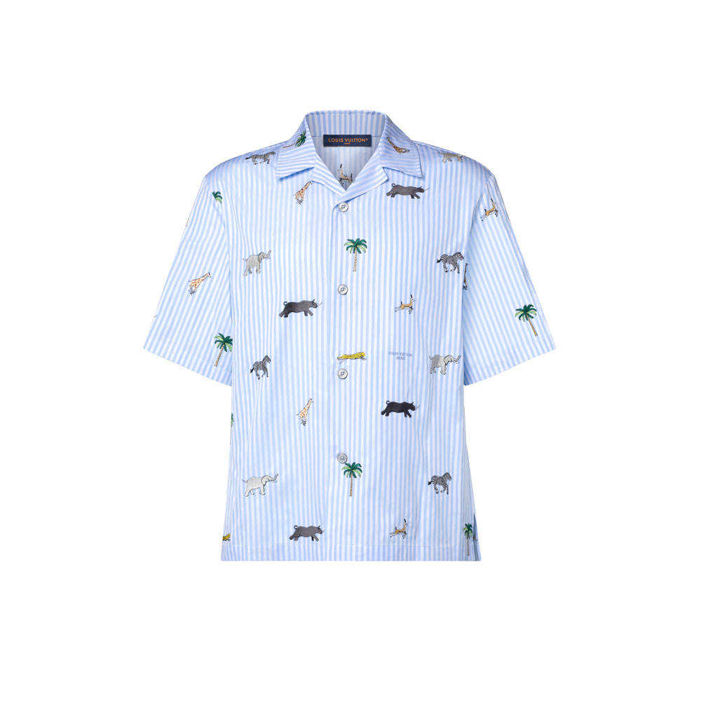Louis Vuitton x Darjeeling Limited Embroidered Striped Short Sleeved Shirt 1AJUX4: Image 1