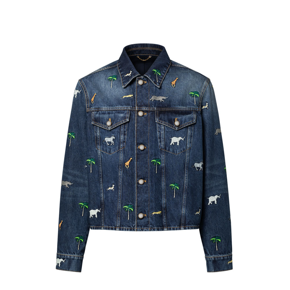 Louis Vuitton x Darjeeling Limited Embroidered Long Sleeved Denim Shirt 1AJUYK: Image 1