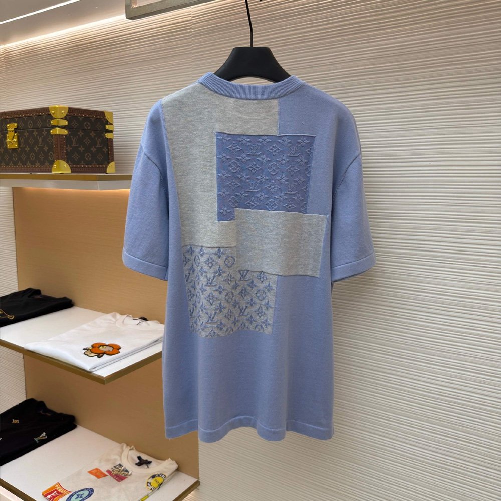 Louis Vuitton Knitted Patchwork Denim Short-Sleeved Crewneck 1AK6XU: Image 2