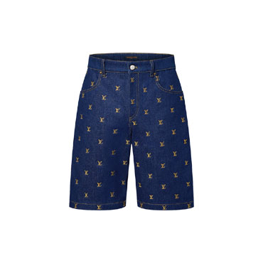 Louis Vuitton Embroidered Signature Denim Shorts 1AFIAF