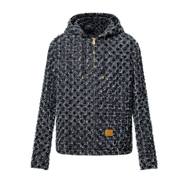 Louis Vuitton Flocked Monogram Denim Hoodie 1AHUYO