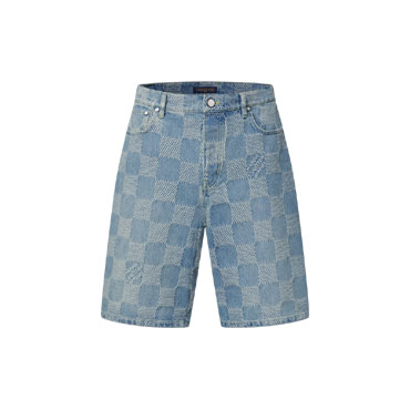 Louis Vuitton Damier 3D Light Denim Shorts 1AHVDS