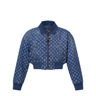 Louis Vuitton Cropped Monogram Denim Bomber Jacket 1AI176