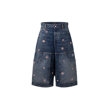 Louis Vuitton Embroidered Denim Workwear Shorts 1AILTU