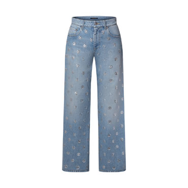 Louis Vuitton Signature Sequin Boot-Cut Jeans 1AIPP3